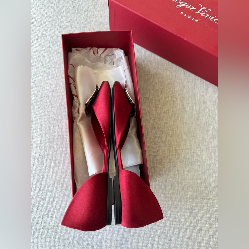 NIB Roger Vivier D'Orsay satin flats with Crystal buckle - Picture 4 of 9